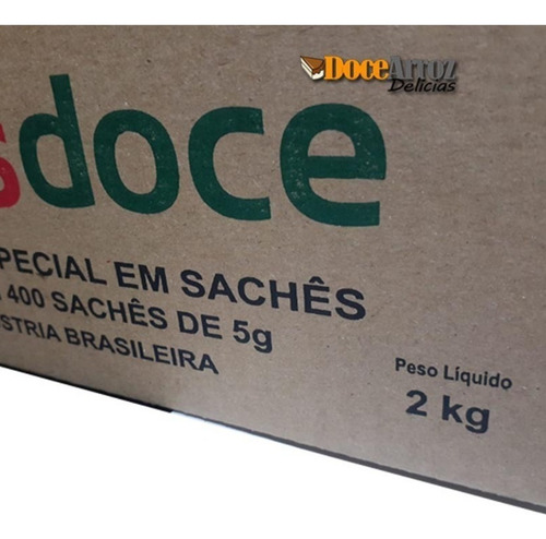 Açúcar Premium Extrafino Mais Doce 1 Caixa Com 400 Sachês