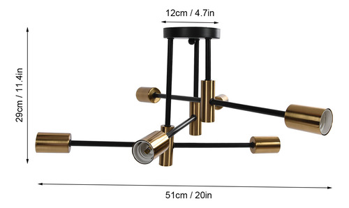 Candeeiro De Teto De Ferro Nórdico De 6 Cabeças Minimalista
