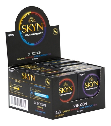 Preservativos Prime Skyn Mixtos Sin Latex 12 Cajas X 3 Un