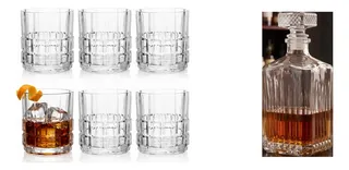 Kit Whisky Jogo 6 Copos Baixo 230ml Cristal Transparente Garrafa 560ml Cristal Transparente