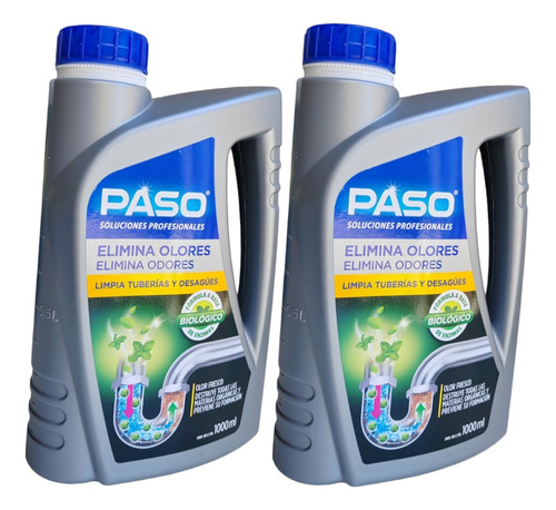 Pack X2 Paso Desatascador Cañeria Elimina Olores Biológico1l