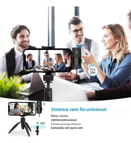 Microfone Duplo Lapela Sem Fio K15 P2 Wireless Recarregável Preto