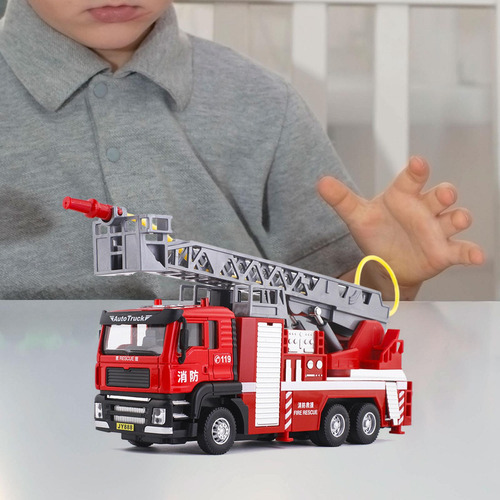 Camión De Bomberos A Escala 1/50, Vehículo Accionado Por