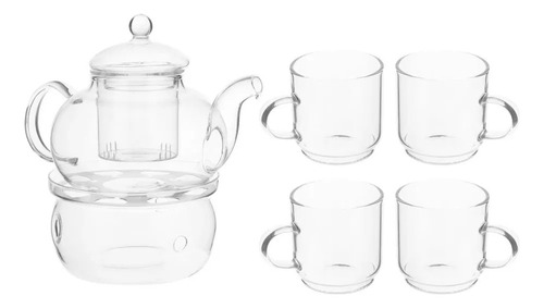 Q1c Q Juego De Tetera Flor De Vidrio De Borosilicato Tazas
