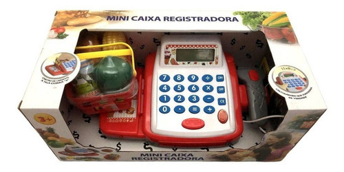 Brinquedo Mini Caixa Registradora Infantil Com Acessórios Cor Vermelho/branco/cinza