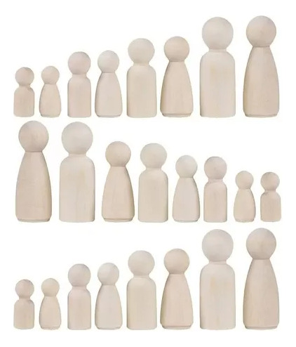 30 Piezas Familiar De Madera Figuras De Cono De 43-65mm