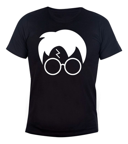 Remera Algodón Unisex Harry Potter Cara Lentes Rayo