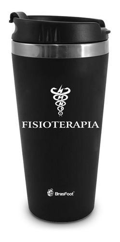 Copo Termico Emborrachado 450ml Curso Profissão Fisioterapia Cor Preto