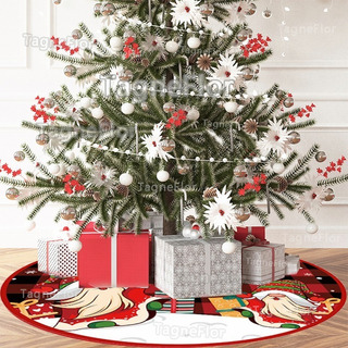 Hileyu Faldas para árbol de Navidad 120cm Rojo y Negro Falda de árbol de Navidad Alfombra de árbol de Navidad Base del Árbol de Navidad para la Decoración de Navidad 