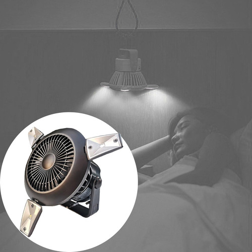 Ventilador Solar B Para Acampar Com Lanterna Led, Ventilador
