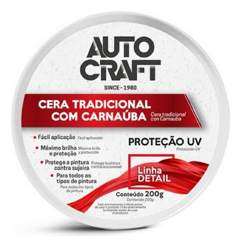 Cera Automotiva Pasta Protetora Auto Brilho Carnauba 200g