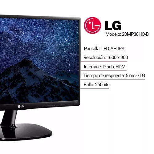 Monitor LED IPS FullHD de 20'' LG 20MP38HQ-B