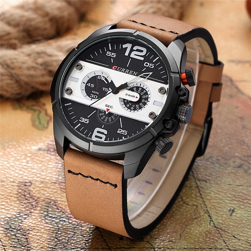 Curren 8259 Casual Relógio Moda Quartz Relógio De Pulso Pret