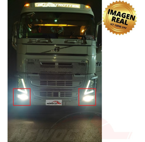Imagen 2 de 7 de Ampolleta Bombilla Halógena H7 100w 24v Camión Luz Blanca X2