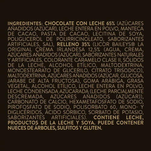 Choclate Turín Baileys Original Vitrolero 270g