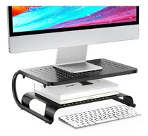 Comprar Wali Soporte Elevador Para Monitor, Soporte Elevador De Computadora Para Computadora, Estante De Computadora De Metal Ventilado De 2 Niveles Para Organizador De Computadora (stt001b), 1 Paquete, Negro