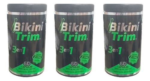 Ultradvance Bikini Trim 60 Caps Con Zinc 500 Mg 3 Frascos Sabor Sin Sabor