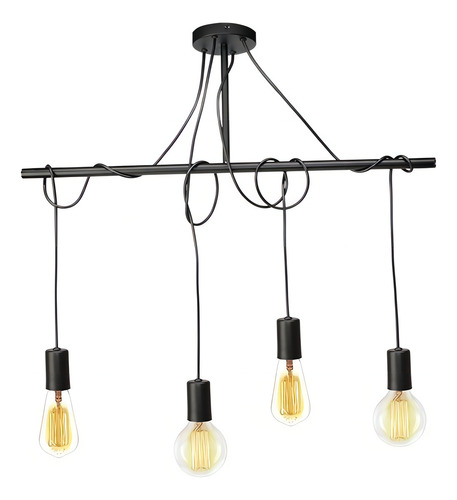 Lustre Pendente Taschibra Tears Linear Preto E27 Bivolt 110V/220V