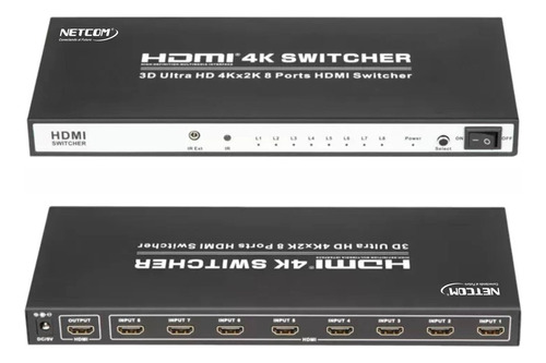 Switch Hdmi 2.0 8 Puertos 4k 60hz 3d Hdr Hdcp 2.2 8x1 18gbps