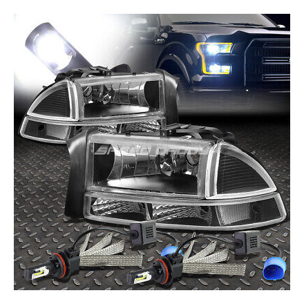 Black Housing Headlight+clear Corner+6000k White Led Syste