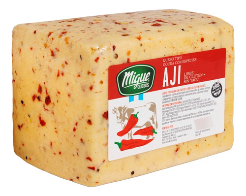 Queso Gouda Mini Horma Saborizado Migue Al Aji X 2kg.