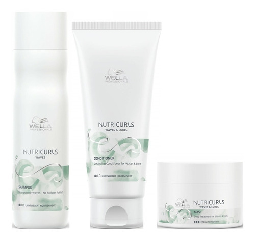  Shampoo Ondas + Acondicionador + Mascarilla Wella Nutricurls