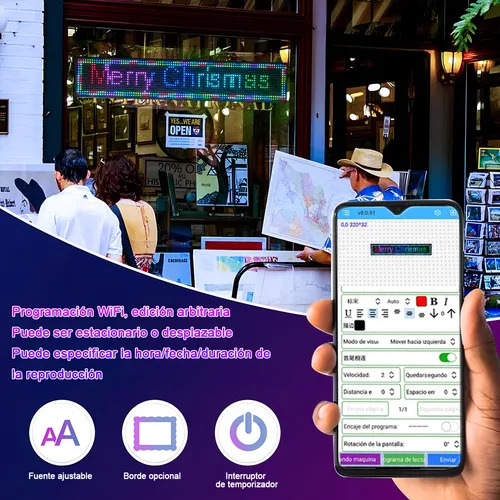 Letrero Led Programable Wifi Publicidad 100x20cm Full Color