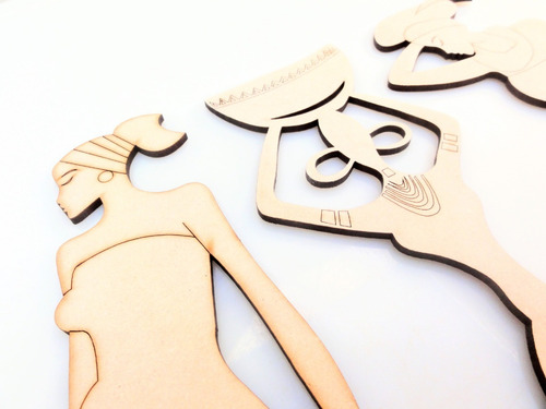 Imagen 3 de 6 de Kit Africanas X3 - Siluetas - Mdf/fibrofacil