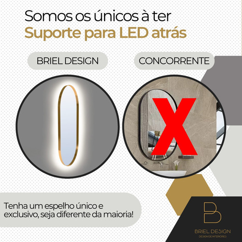 Espelho Retangular Decorativo Com Moldura Em Metal 150x45cm