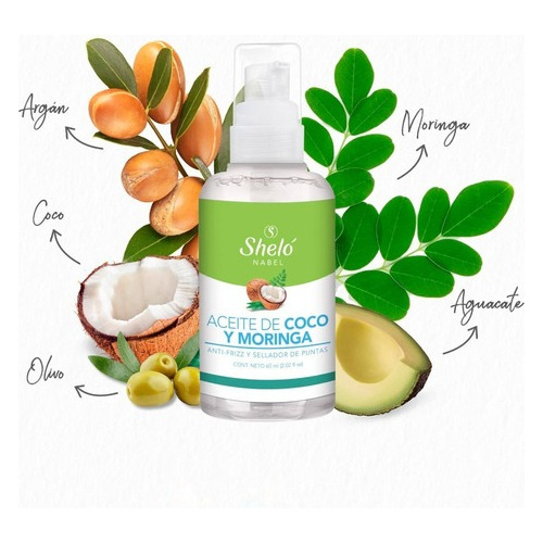 Aceite De Coco Moringa Y Shampoo De Moringa Antifrizz Shelo