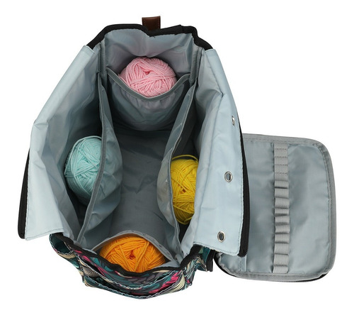 Imagen 5 de 5 de Bolso Porta Tejido Lana Palillos Crochet Tipo Cartera Grande