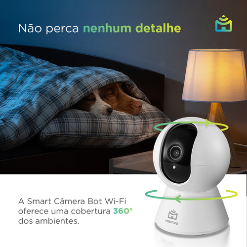 Câmera De Vídeo Segurança Positivo Smart Bot Wi-fi 360° 2ª Geração Casa Inteligente| Branco Branco