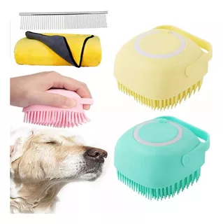 Cepillo Para Baño Perro Mascotas 2pcs Y Toalla Fibra Peines