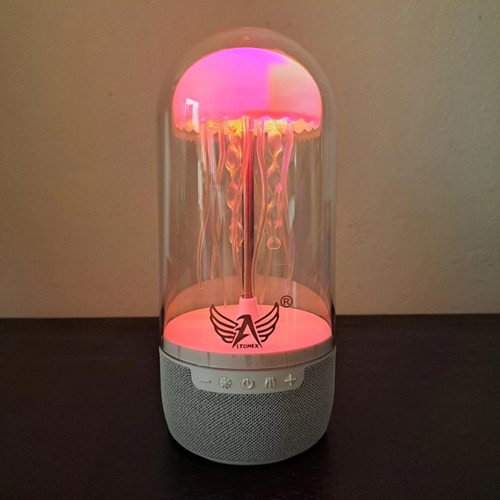 Caixinha Som E Luminária Água Viva Dançante Neon 3d Led Rgb