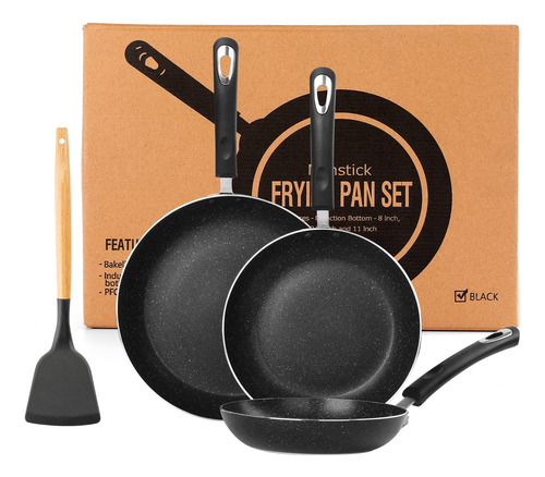 Ratwia Frying Pan 3-piece Set, Nonstick Skillet Set For Ind.