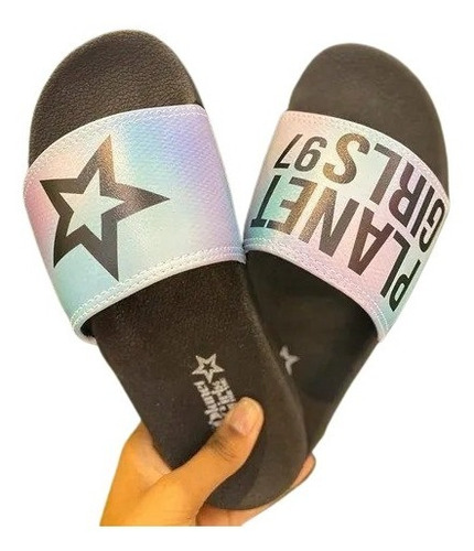 Chinelo Slide Multicolor Estrela Planet Girls Original