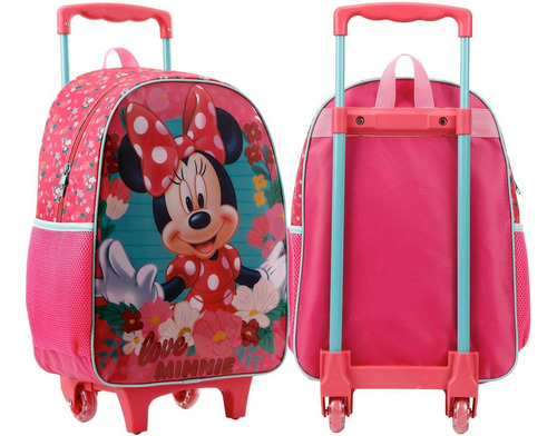 Mochila De Rodinhas Infantil Love Minnie Rosa Tam. P 11411