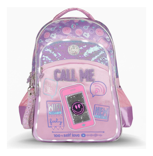 Mochila Espalda Footy Call Me 45cm Luz Led 18 Pulgadas