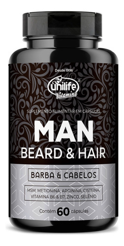 Cisteína Biotina Msm Metionina Arginina Unilife Barba Cabelo Sabor Sem Sabor