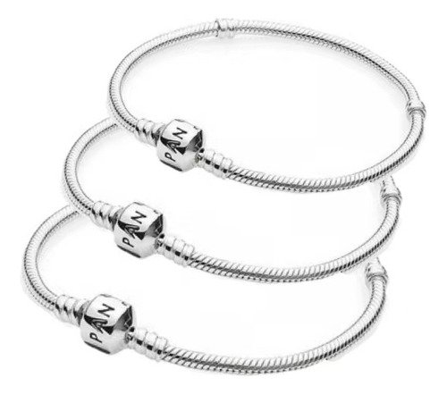 3 Pcs Pulsera Original Plata Incluye Estuche Y Bolsa