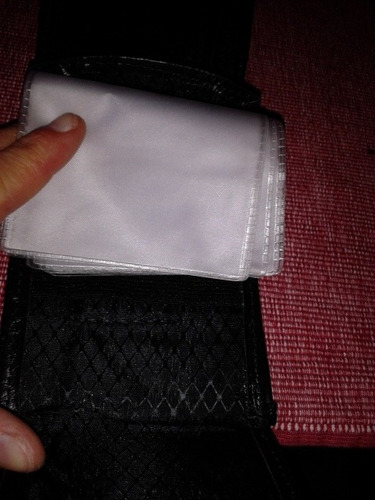 Billetera Negra Cuero Sintético Unisex Varios Compartimentos