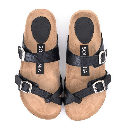 Imagen 4 de 6 de Sandalia De Cuero Birk Base Goma Livianas Verano Mujer