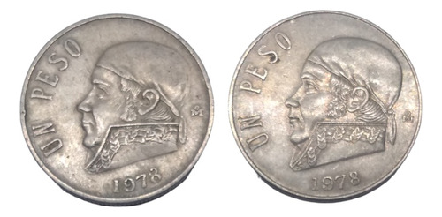 Monedas 1 Peso Morelos 2 Piezas Año 1978 Diferentes Ochos