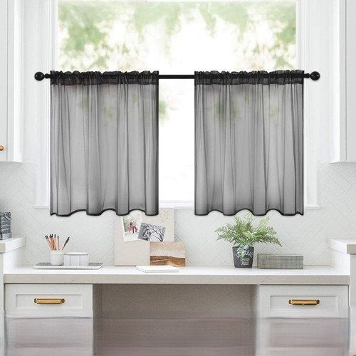 Cortinas Cortas De Color Liso En Forma De Z Para Cocina Y Ba