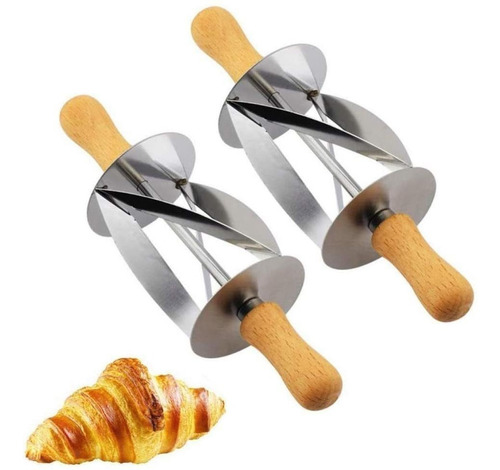 Rodillo Cortador de Croissant Mini Rodajas con Mango de Madera Pasta para Pastelería para Croissant Hecho en Casa 