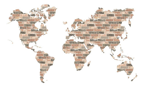 Wallpops Wpk2817 Brick World Map Art Kit Vinilo De Pared, Ro