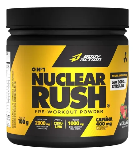 Suplemento Bodyaction Nuclear Rush 100g Morango