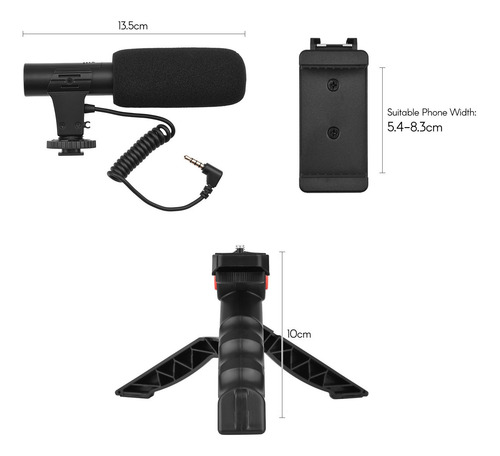 Imagen 3 de 9 de Andoer Teléfono Vlog - Kit De Vídeo Con Soporte Para Trípode
