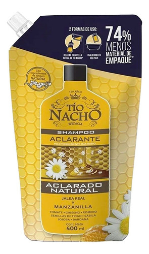 Tío Nacho Aclarante Shampoo Cabellos Rubios Repuesto 400ml