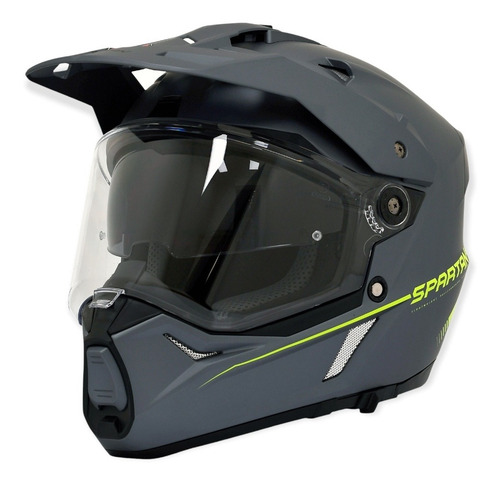 Imagen 2 de 5 de Casco Spartan Wolf Gris Verde Multiproposito